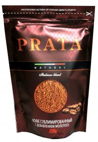 Кофе PRATA растворимый сублимированный с добавлением молотого 200 гр. ZIP пакет